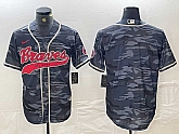 Men's Atlanta Braves Blank Gray Camo Cool Base With Patch Stitched Baseball Jersey