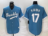 Men's Brooklyn Dodgers #17 Shohei Ohtani Light Blue Japanese Cooperstown Collection Cool Base Jersey,baseball caps,new era cap wholesale,wholesale hats