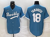 Men's Brooklyn Dodgers #18 Yoshinobu Yamamoto Light Blue Cooperstown Collection Cool Base Jersey,baseball caps,new era cap wholesale,wholesale hats