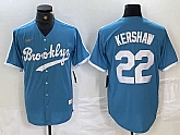 Men's Brooklyn Dodgers #22 Clayton Kershaw Light Blue Cooperstown Collection Cool Base Jersey,baseball caps,new era cap wholesale,wholesale hats