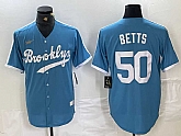 Men's Brooklyn Dodgers #50 Mookie Betts Light Blue Cooperstown Collection Cool Base Jersey,baseball caps,new era cap wholesale,wholesale hats