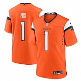 Men's Denver Broncos #1 Bo Nix Orange 2024 Game Stitched Jersey Dzhi,baseball caps,new era cap wholesale,wholesale hats