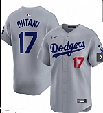 Men's Los Angeles Dodgers #17 Shohei Ohtani Gray Cool Base Stitched Baseball Jersey,baseball caps,new era cap wholesale,wholesale hats