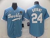 Men's Los Angeles Dodgers #24 Kobe Bryant Light Blue Throwback With KB Patch Cool Base Stitched Baseball Jersey