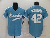 Men's Los Angeles Dodgers #42 Jackie Robinson Light Blue Throwback Cool Base Stitched Baseball Jersey,baseball caps,new era cap wholesale,wholesale hats