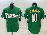 Men's Philadelphia Phillies #10 JT Realmuto Kelly Green Cool Base Jersey,baseball caps,new era cap wholesale,wholesale hats