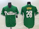 Men's Philadelphia Phillies #28 Alec Bohm Kelly Green Cool Base Jersey,baseball caps,new era cap wholesale,wholesale hats