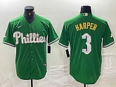 Men's Philadelphia Phillies #3 Bryce Harper Green 2024 City Connect Stitched Jersey,baseball caps,new era cap wholesale,wholesale hats