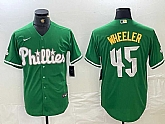Men's Philadelphia Phillies #45 Zack Wheeler Kelly Green Cool Base Jersey,baseball caps,new era cap wholesale,wholesale hats
