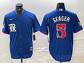 Men's Texas Rangers #5 Corey Seager Royal Blue 2023 City Connect Stitched Baseball Jersey,baseball caps,new era cap wholesale,wholesale hats