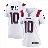 Women's New England Patriots #10 Drake Maye 2024 Draft White Football Stitched Jersey Dzhi