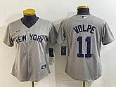 Women's New York Yankees #11 Anthony Volpe Name 2021 Grey Field of Dreams Cool Base Stitched Jersey,baseball caps,new era cap wholesale,wholesale hats