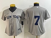 Women's New York Yankees #7 Mickey Mantle 2021 Grey Field of Dreams Cool Base Stitched Jersey,baseball caps,new era cap wholesale,wholesale hats