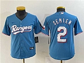 Women's Texas Rangers #2 Marcus Semien Blue With Patch Stitched Baseball Jersey(Run Small)