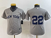 Youth New York Yankees #22 Juan Soto Gray Field of Dreams Cool Base Jersey,baseball caps,new era cap wholesale,wholesale hats