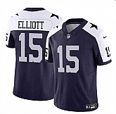 Men & Women & Youth Dallas Cowboys #15 Ezekiel Elliott Navy White 2023 F.U.S.E Thanksgiving Vapor Limited Stitched Jersey,baseball caps,new era cap wholesale,wholesale hats