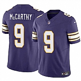 Men & Women & Youth Minnesota Vikings #9 J.J. McCarthy Purple 2024 Draft F.U.S.E. Throwback Vapor Untouchable Limited Stitched Jersey,baseball caps,new era cap wholesale,wholesale hats