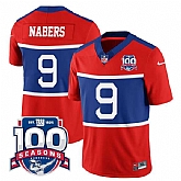 Men & Women & Youth New York Giants #9 Malik Nabers Century Red 100TH Season Commemorative Patch Limited Stitched Jersey,baseball caps,new era cap wholesale,wholesale hats