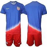 Men's American Team Blank 2024-25 Royal Away Soccer Jersey Suit,baseball caps,new era cap wholesale,wholesale hats