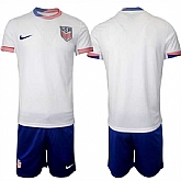 Men's American Team Blank 2024-25 White Home Soccer Jersey Suit,baseball caps,new era cap wholesale,wholesale hats