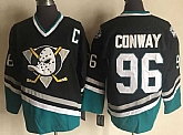 Men's Anaheim Ducks #96 Charlie Conway Mighty Ducks Movie Black Green Ice Hockey Jerseys,baseball caps,new era cap wholesale,wholesale hats