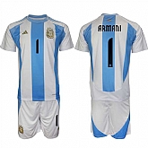 Men's Argentina #1 Armani White Blue 2024-25 Home Soccer Jersey Suit,baseball caps,new era cap wholesale,wholesale hats