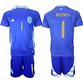 Men's Argentina #1 Franco Armani Blue 2024-25 Away SoccerJersey Suit,baseball caps,new era cap wholesale,wholesale hats