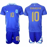 Men's Argentina #10 Diego Maradona Blue 2024-25 Away SoccerJersey Suit,baseball caps,new era cap wholesale,wholesale hats