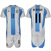 Men's Argentina #11 Di maria White Blue 2024-25 Home Soccer Jersey Suit,baseball caps,new era cap wholesale,wholesale hats