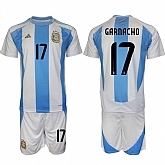 Men's Argentina #17 Alejandro Garnacho White Blue 2024-25 Home Soccer Jersey Suit,baseball caps,new era cap wholesale,wholesale hats