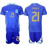 Men's Argentina #21 Dybala Blue 2024-25 Away SoccerJersey Suit,baseball caps,new era cap wholesale,wholesale hats