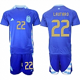 Men's Argentina #22 Lautaro Blue 2024-25 Away SoccerJersey Suit,baseball caps,new era cap wholesale,wholesale hats