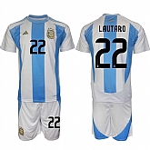 Men's Argentina #22 Lautaro White Blue 2024-25 Home Soccer Jersey Suit,baseball caps,new era cap wholesale,wholesale hats