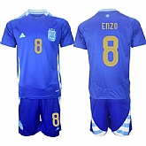 Men's Argentina #8 Enzo Blue 2024-25 Away SoccerJersey Suit,baseball caps,new era cap wholesale,wholesale hats