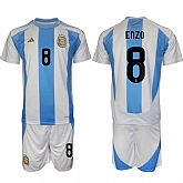 Men's Argentina #8 Enzo White Blue 2024-25 Home Soccer Jersey Suit,baseball caps,new era cap wholesale,wholesale hats