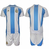 Men's Argentina Blank White Blue 2024-25 Home SoccerJersey Suit,baseball caps,new era cap wholesale,wholesale hats