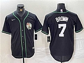 Men's Boston Celtics #7 Jaylen Brown Black With Patch Stitched Baseball Jersey,baseball caps,new era cap wholesale,wholesale hats