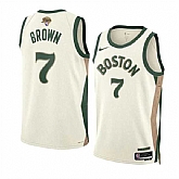 Men's Boston Celtics #7 Jaylen Brown Cream 2024 Finals City Edition Stitched Basketball Jersey Dzhi,baseball caps,new era cap wholesale,wholesale hats