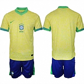 Men's Brazil Blank Yellow 2024-25 Soccer Jersey Suit,baseball caps,new era cap wholesale,wholesale hats