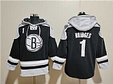 Men's Brooklyn Nets #1 Mikal Bridges Black Lace-Up Pullover Hoodie,baseball caps,new era cap wholesale,wholesale hats