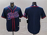 Men's Buffalo Bills Blank Navy With Patch Cool Base Stitched Baseball Jersey,baseball caps,new era cap wholesale,wholesale hats