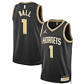 Men's Charlotte Hornets #1 Lamelo Ball Black Gold 2024 Select Series Stitched Jersey Dzhi,baseball caps,new era cap wholesale,wholesale hats