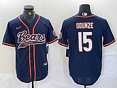 Men's Chicago Bears #15 Rome Odunze Navy BlueWith Patch Cool Base Stitched Baseball Jersey,baseball caps,new era cap wholesale,wholesale hats