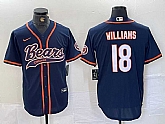 Men's Chicago Bears #18 Caleb Williams Navy BlueWith Patch Cool Base Stitched Baseball Jersey,baseball caps,new era cap wholesale,wholesale hats