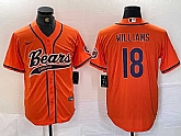 Men's Chicago Bears #18 Caleb Williams Orange With Patch Cool Base Stitched Baseball Jersey,baseball caps,new era cap wholesale,wholesale hats