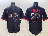 Men's Cincinnati Reds #27 Jake Fraley Number Black 2023 City Connect Cool Base Stitched Jersey,baseball caps,new era cap wholesale,wholesale hats