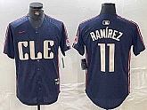 Men's Cleveland Guardians #11 Jose Ramirez Navy 2024 City Connect Limited Stitched Jersey,baseball caps,new era cap wholesale,wholesale hats