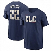 Men's Cleveland Guardians #22 Josh Naylor Navy 2024 City Connect Name & Number T-Shirt,baseball caps,new era cap wholesale,wholesale hats