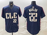 Men's Cleveland Guardians #22 Josh Naylor Number Navy 2024 City Connect Limited Stitched Jersey,baseball caps,new era cap wholesale,wholesale hats