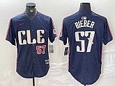 Men's Cleveland Guardians #22 Shane Bieber Number Navy 2024 City Connect Limited Stitched Jerseys,baseball caps,new era cap wholesale,wholesale hats